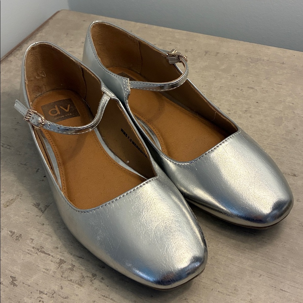 dolce vita Metallic Flats with Ankle Strap